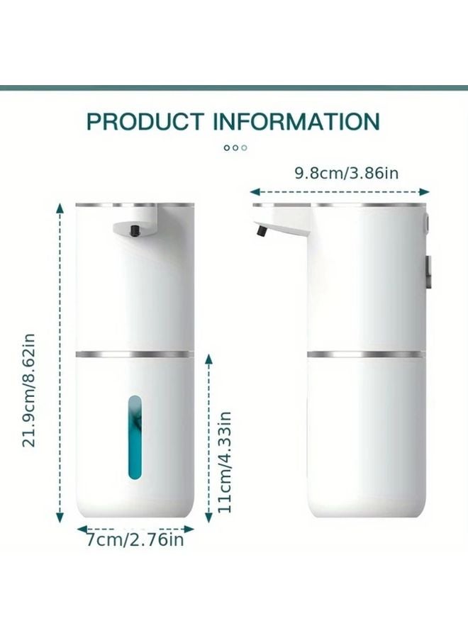 صابون أوتوماتيكي أبيض رغوي يعمل باللمس بدون لمس قابلة لإعادة الشحن عبر USB للمطبخ والحمام - Image 4